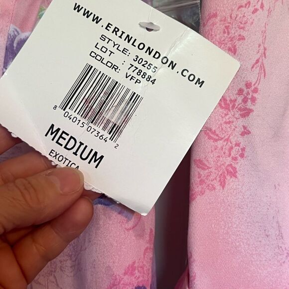 Erin London Vintage Pink Floral Zip Jacket Sz M - Picture 6 of 8